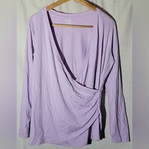 Ll Bean Women's Purple Cross Wrap Top Size X- Large